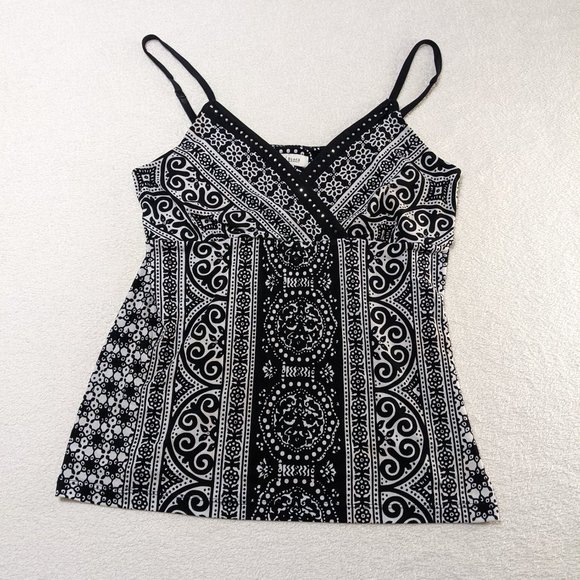 White House Black Market Tops - White House Black Market Strapless Tank Cami Black & White Print - size L